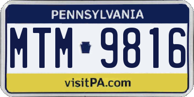 PA license plate MTM9816