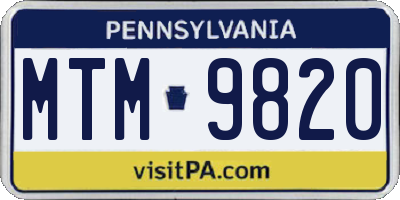 PA license plate MTM9820