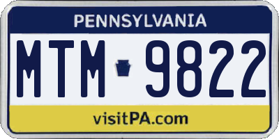 PA license plate MTM9822