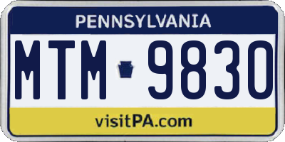 PA license plate MTM9830