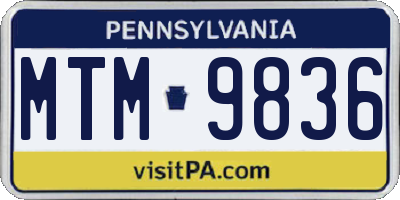 PA license plate MTM9836