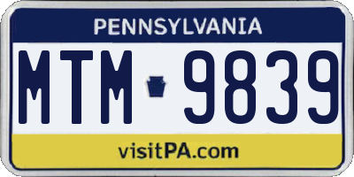 PA license plate MTM9839