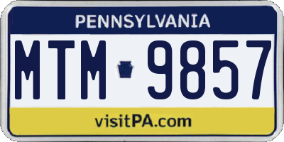 PA license plate MTM9857