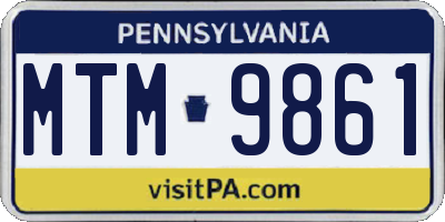 PA license plate MTM9861