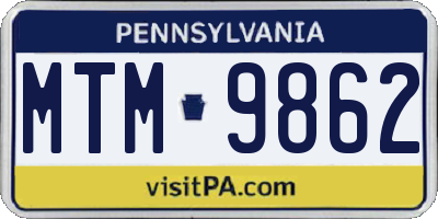 PA license plate MTM9862
