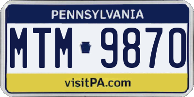 PA license plate MTM9870