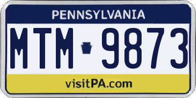 PA license plate MTM9873