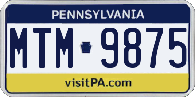 PA license plate MTM9875