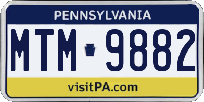 PA license plate MTM9882