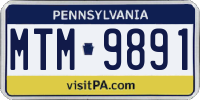 PA license plate MTM9891