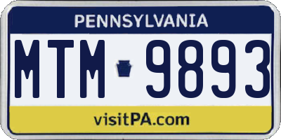 PA license plate MTM9893