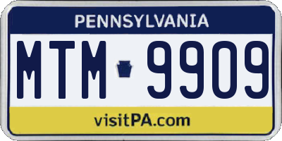 PA license plate MTM9909