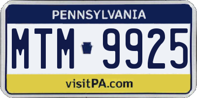 PA license plate MTM9925