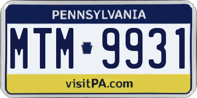 PA license plate MTM9931