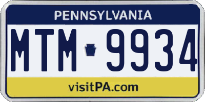 PA license plate MTM9934