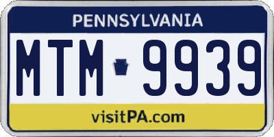 PA license plate MTM9939