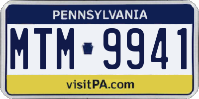 PA license plate MTM9941