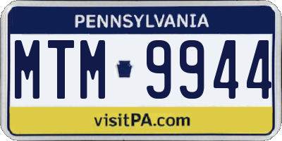 PA license plate MTM9944