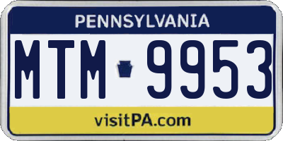 PA license plate MTM9953