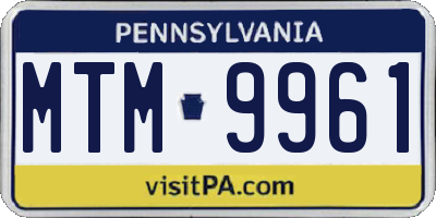 PA license plate MTM9961