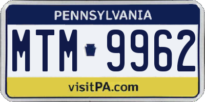 PA license plate MTM9962