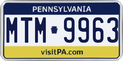 PA license plate MTM9963