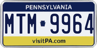 PA license plate MTM9964
