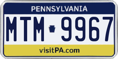 PA license plate MTM9967