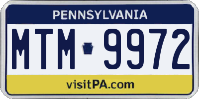 PA license plate MTM9972