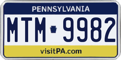 PA license plate MTM9982