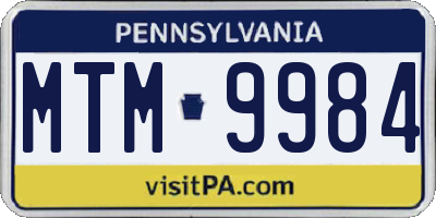 PA license plate MTM9984
