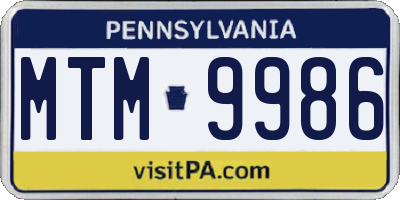 PA license plate MTM9986