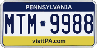 PA license plate MTM9988
