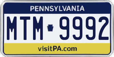 PA license plate MTM9992