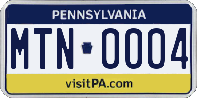 PA license plate MTN0004