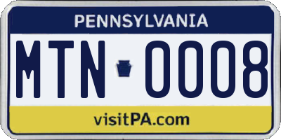 PA license plate MTN0008