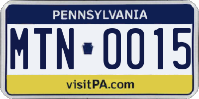 PA license plate MTN0015