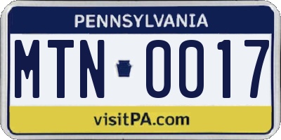 PA license plate MTN0017