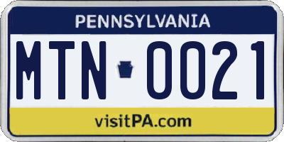 PA license plate MTN0021