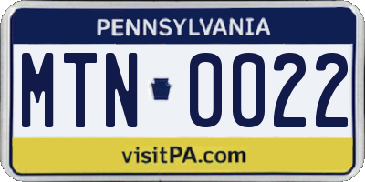 PA license plate MTN0022
