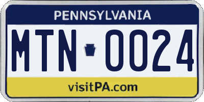 PA license plate MTN0024