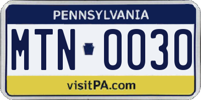 PA license plate MTN0030