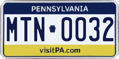 PA license plate MTN0032