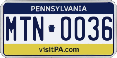 PA license plate MTN0036