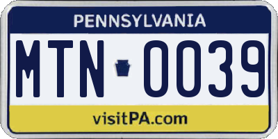 PA license plate MTN0039