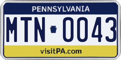 PA license plate MTN0043