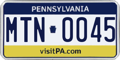 PA license plate MTN0045