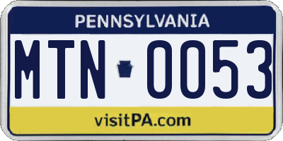 PA license plate MTN0053
