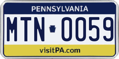 PA license plate MTN0059