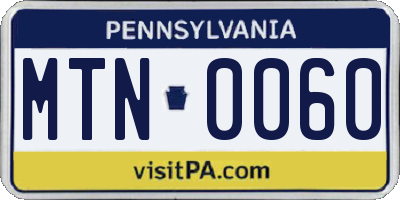 PA license plate MTN0060